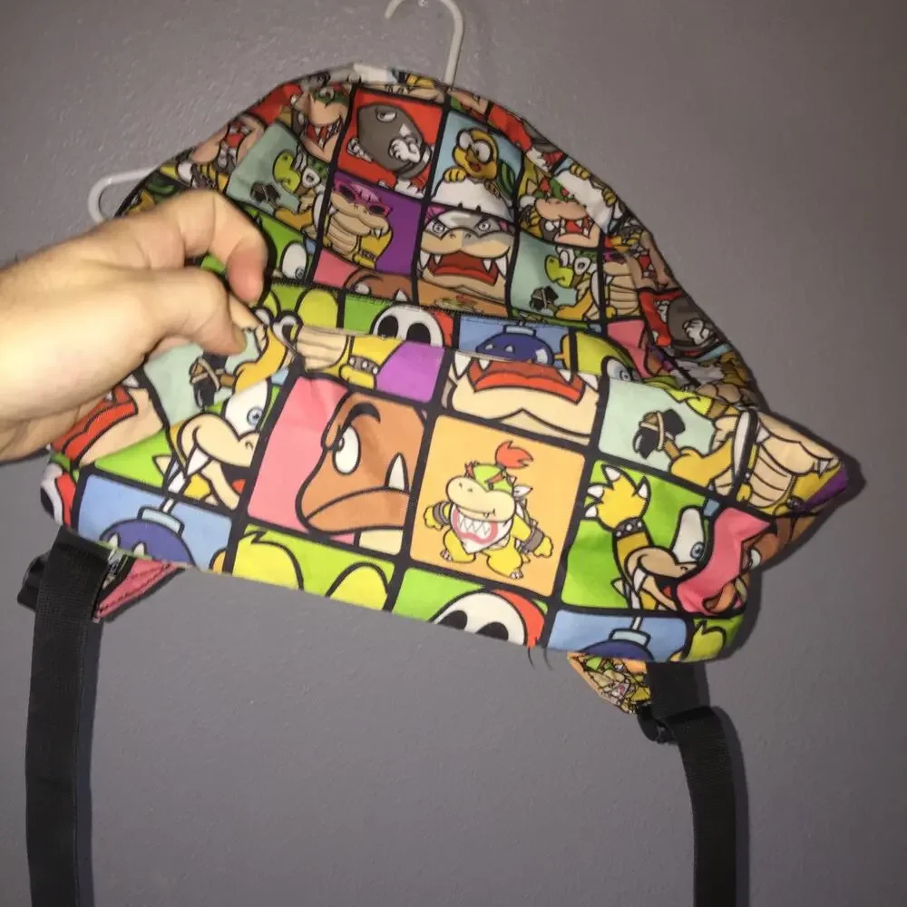 Bag Super Mario Villains Backpack Grid Pop Art Style Full Size School Back Pack